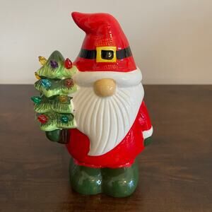 Merry Moments Gnome Lighted Nostalgic Ceramic Christmas Holliday Decor 8"